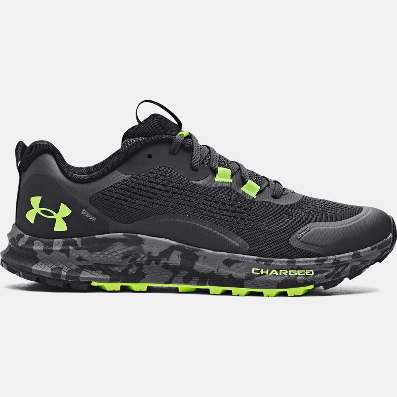 Men's Under Armour Charged Bandit Trail 2 Running Shoes Jet Gray / Black / Lime Surge 40.5